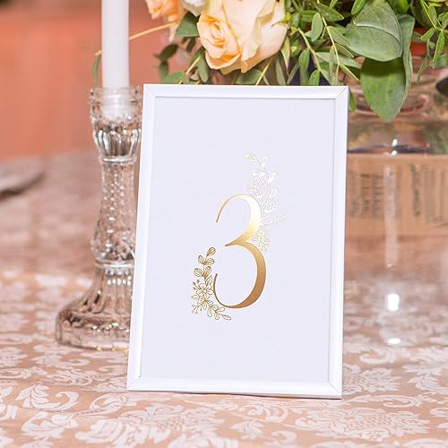 Miniatura 6 de Sweetzer & Orange - Números de mesa dorados para bodas  1 a 25 tarjetas de números de mesa de lunares para bodas, bar mitzvah, decoraciones de