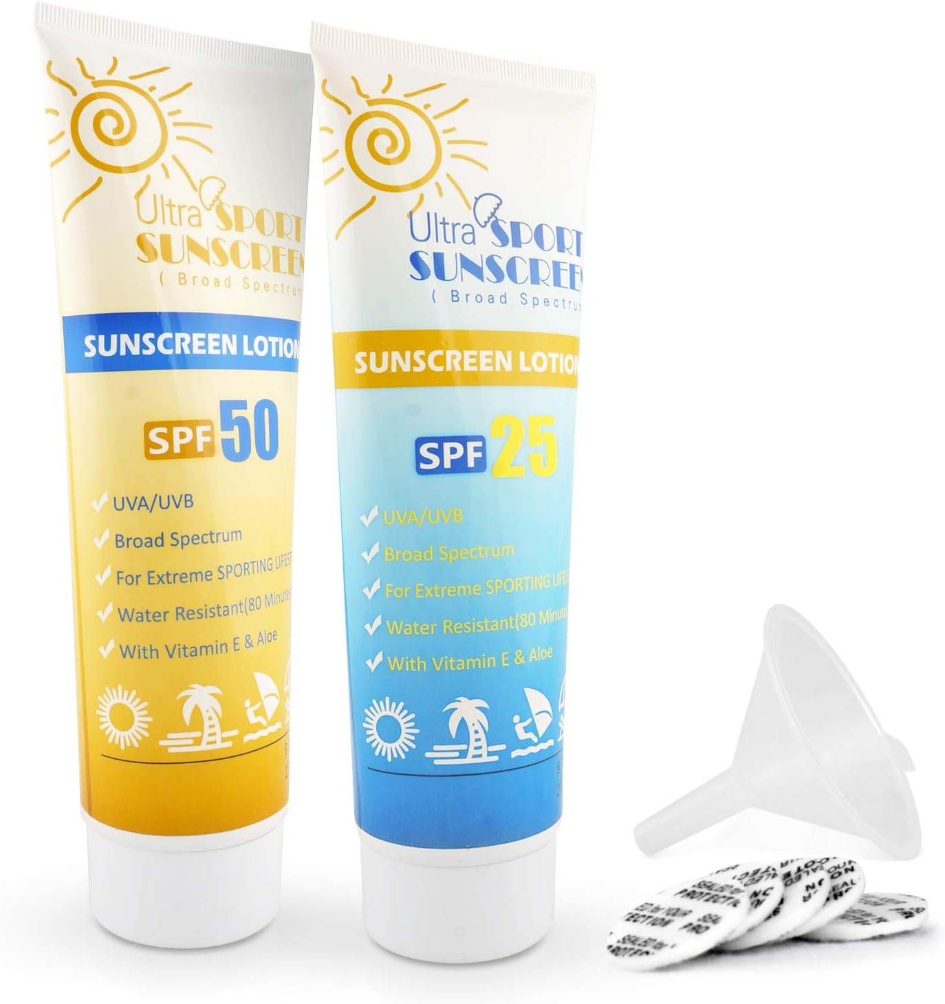 Sunscreen Bottle Alcohol Flask for Cruises - XL 9.7oz 2 - Secret Booze Tubes & {24 Seals Set} for Cruise Concert Festival Golf Games