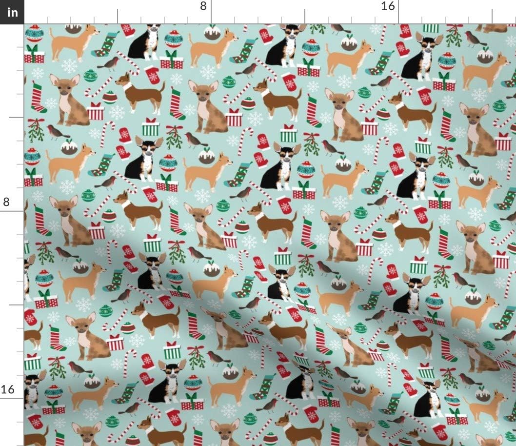 Spoonflower Fabric - Chihuahua Dogs Cute Christmas Best Chihuahuas Dog Printed on Petal Signature Cotton Fabric by The Yard - Sewing Quilting Apparel Crafts Decor