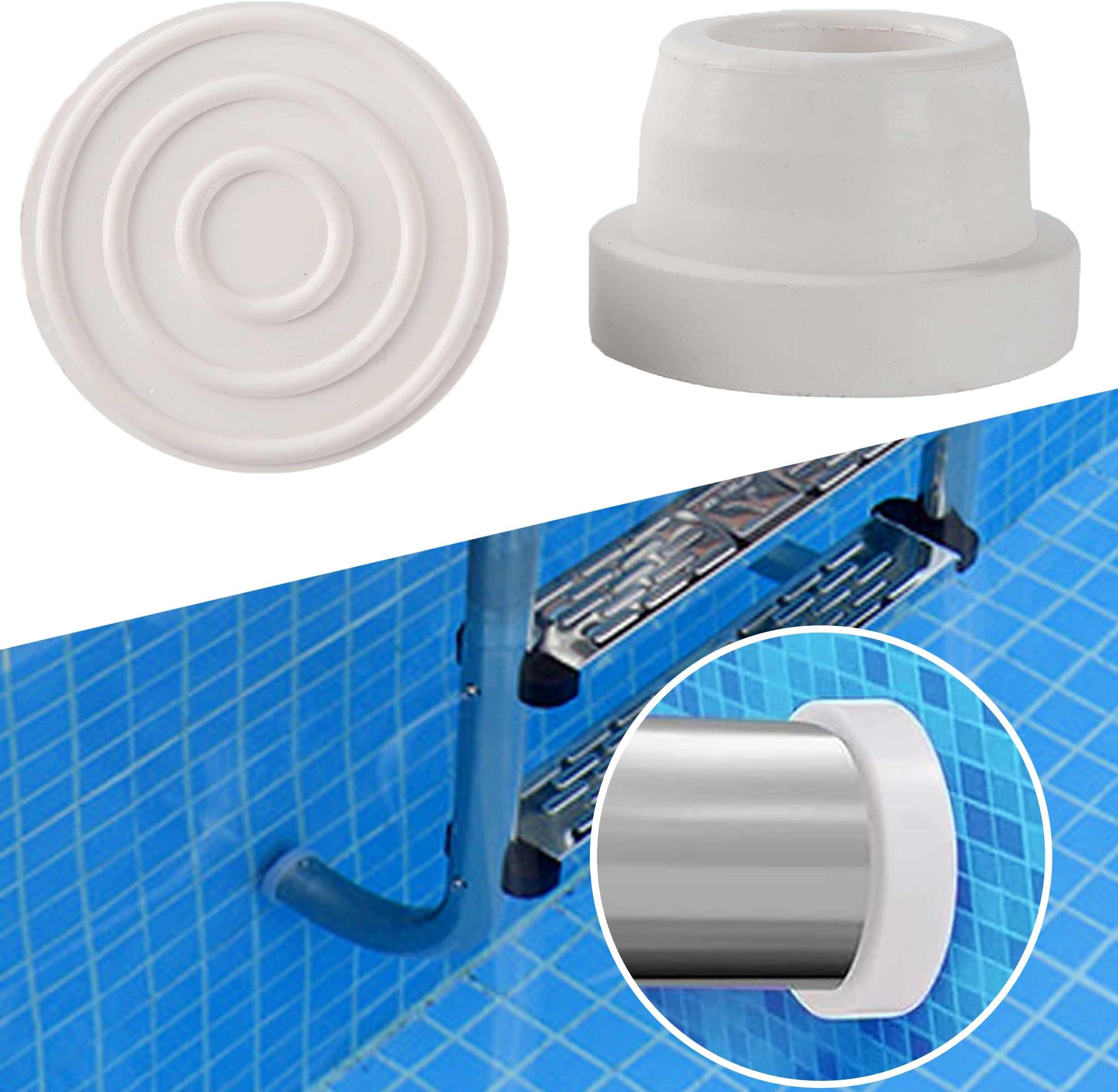 TonGass (2-Pack) Rubber Inground Pool Ladder Bumpers (White) - Fits 1.90” Swimming Pool Ladder Tubing - Inside Plug Bumper Cap