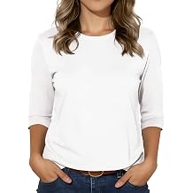 3/4 Sleeve Tops for Women Basic Crew Neck Spring Blouses Casual Fit Fall T Shirts 2026