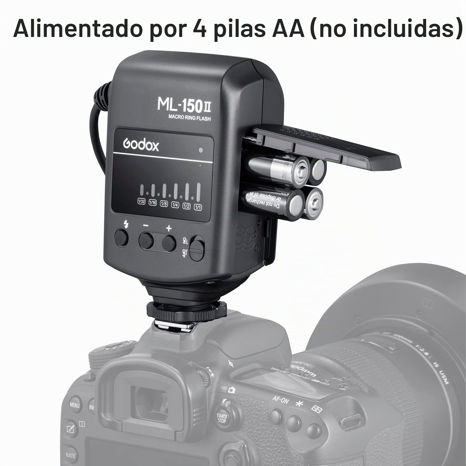 Godox ML-150II,Luz de flash para macro, universal, 11 niveles de brillo, 5800 K ± 200 K GN12 Fast Recycle 1/200s-1/5000s, con 8 anillos adaptadores, para cámara réflex Canon Nikon Sony DSLR