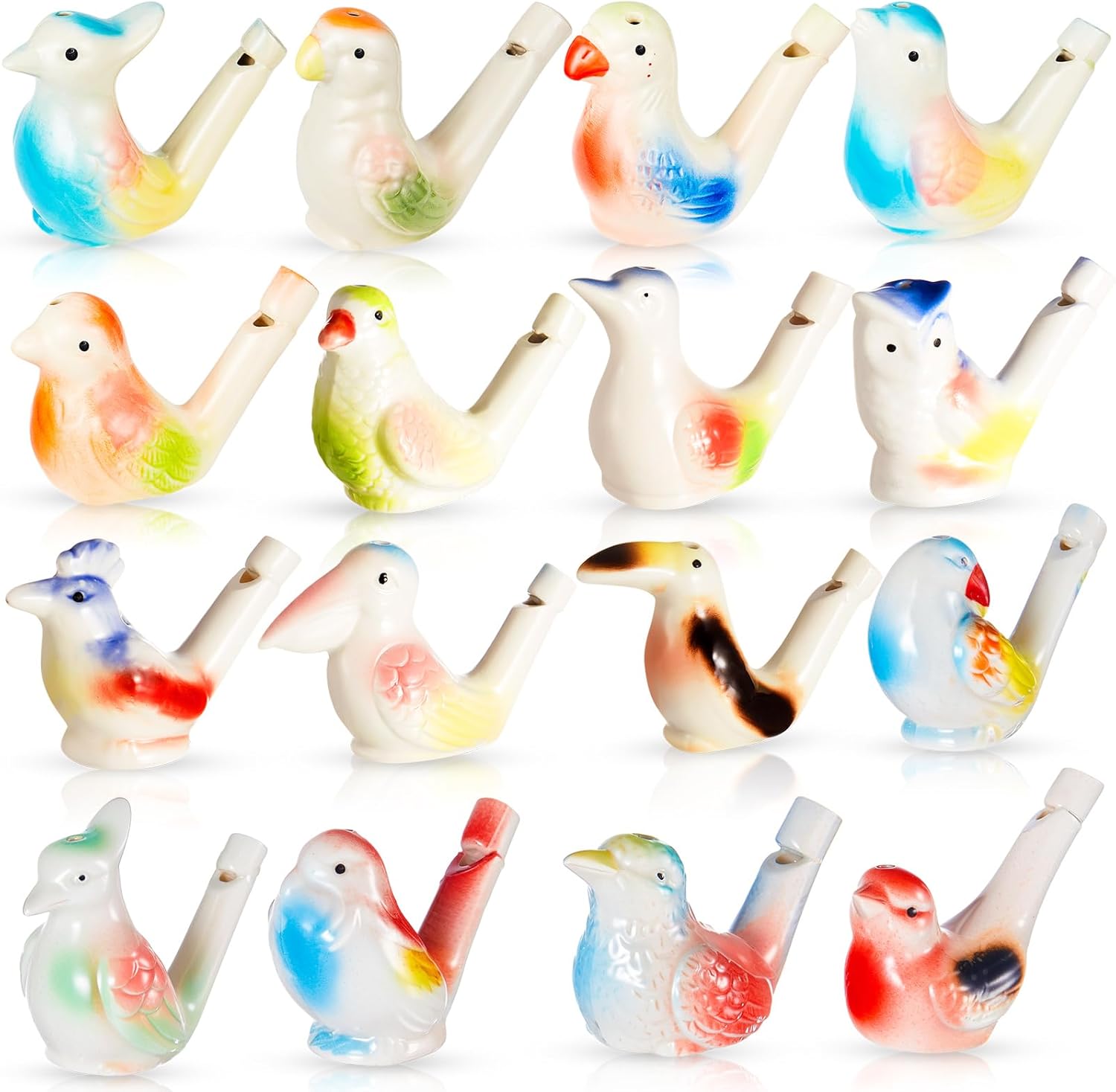 Gejoy 18 Pcs Bird Water Whistles for Ceramic Bird Call Warbling Water Whistles Colorful Porcelain Toys for Adults Birthday Easter Gift