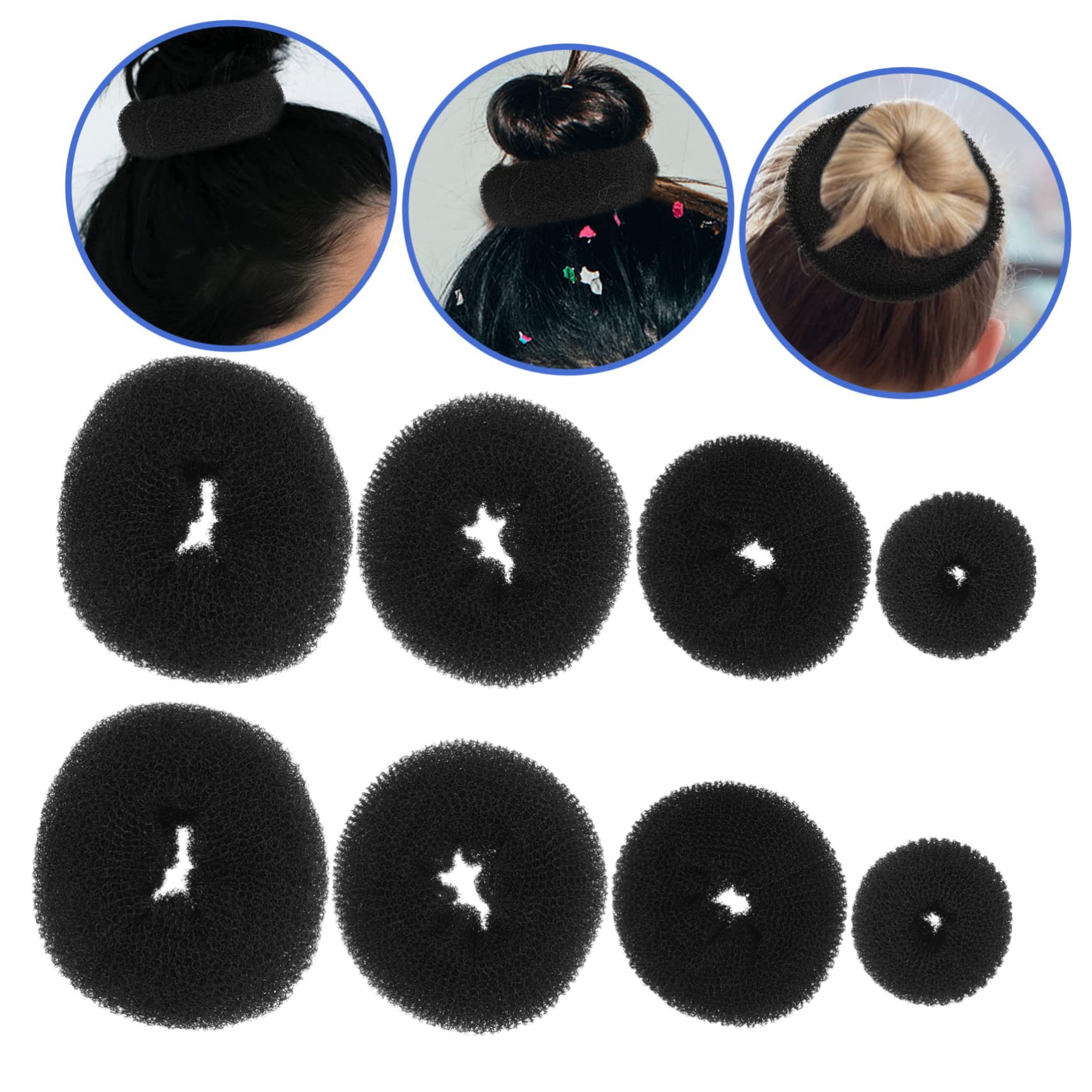 FRCOLOR Piezas plancha de pelo de donut herramienta de peinado femenino moldeador de moño de pelo reutilizable enchufes ferramentas moldeador de moño de pelo pequeño suministro femenino