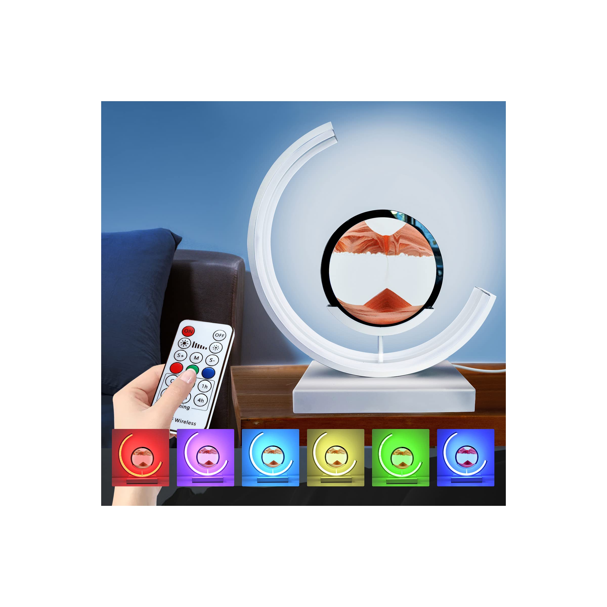 JZWLW Moving Sand Art with LED Light - RGB 3D Deep Sea Kinetic Sandscape in Motion Display Flowing Sand Frame, Relaxing Table Desktop Home Office Work Decor, Sand Art Toys for Adults Kids