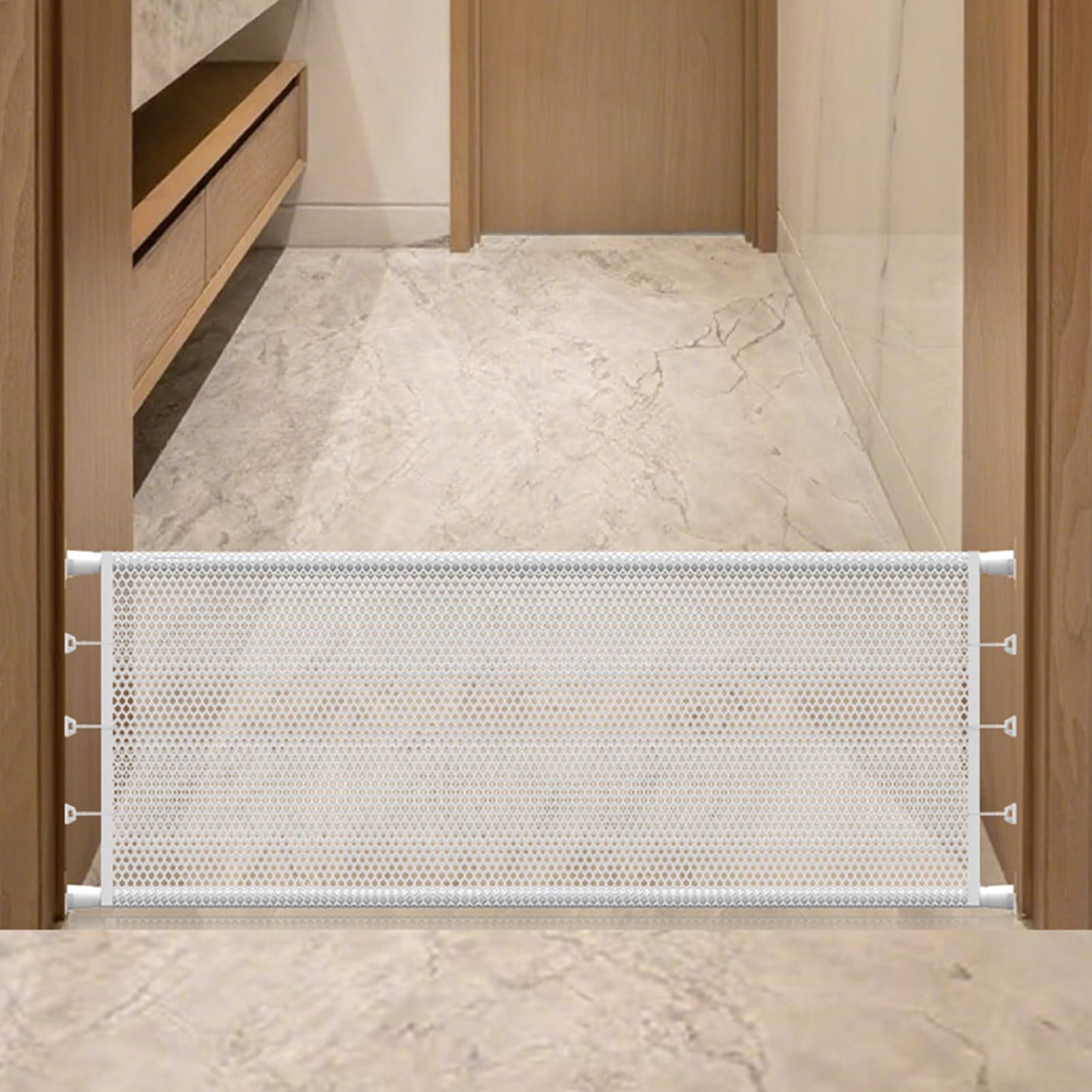 Retráctil Para Interior Barrera Ajustable De Seguridad Infantil Con Malla | Protección Anti-Gateo Para Bebé Y Mascota Para Terraza Porche Pasillos Dormitorio