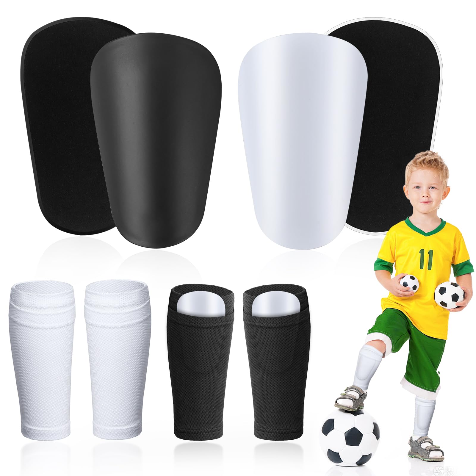 ELNLE Mini ochraniacze piszczeli dla dzieci, piłka nożna, 2 pary, mini podkładki, 10 x 6 cm, mała ochrona piszczeli, piłka nożna dla dorosłych i młodzieży i dzieci