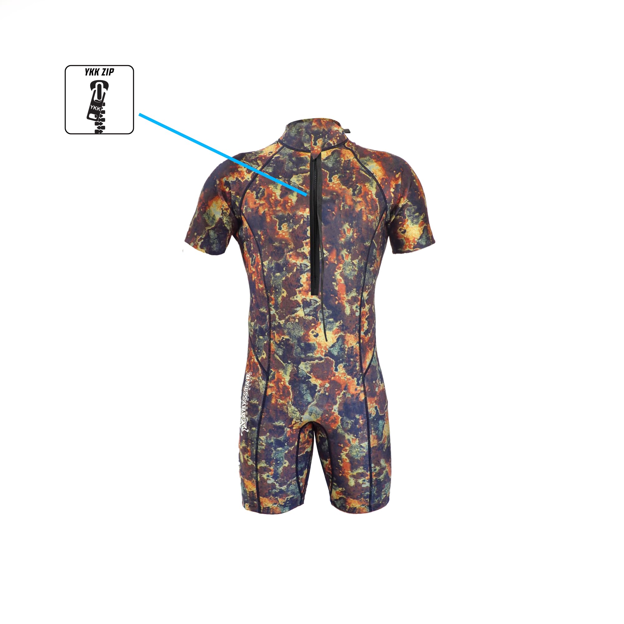 ABYSSTAR - Muta Shorty in Neoprene bifoderato 2,5 mm - Sea Spring Man Camouflage - con Pad Protettivo - Pesca Subacquea