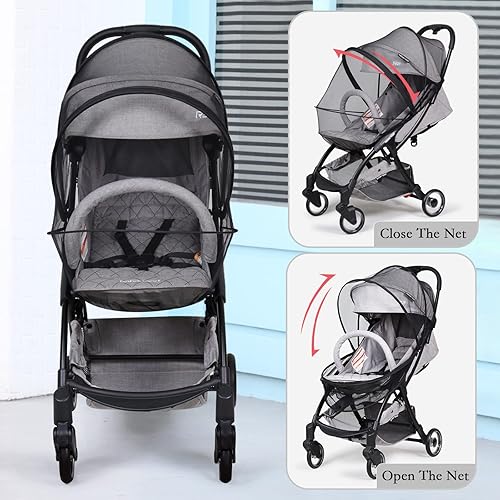 Miniatura 2 de Beberoad Love Cubierta de mosquitera para cochecito con cremallera de 2 vías universal para cochecitomoisés de viaje (negro)