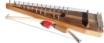 Cherry Bowed Psaltery, 22 Strings, Black Walnut Book Matched Top and Cherry book matched Bottom, 21.5 Inches Long, Varnish Finish, Steel Strings