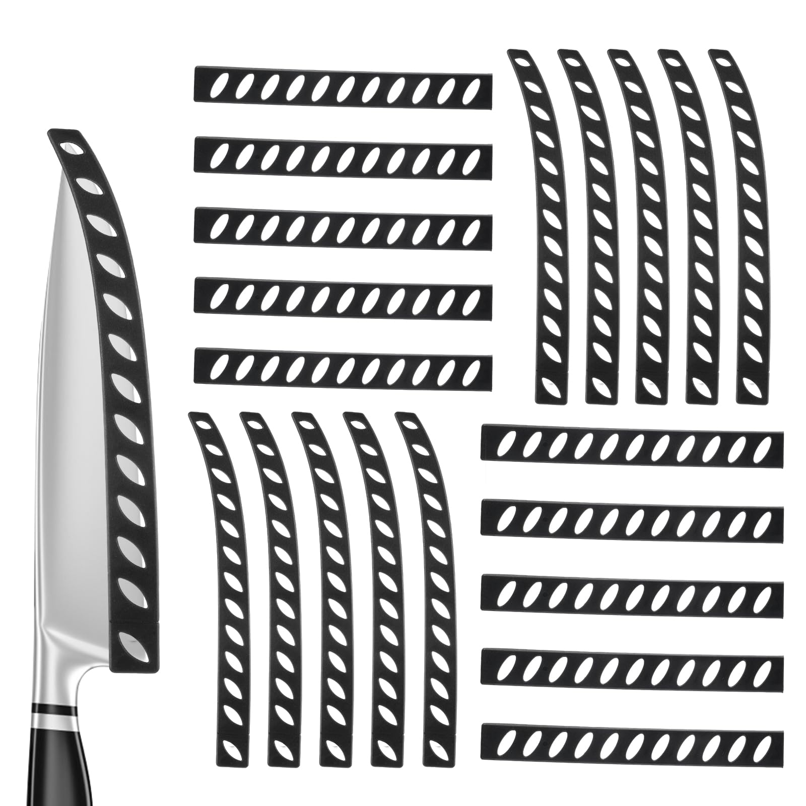 20 Pack Safety Knife Cover Sleeves Knives Edge Guard Blade Protector Kitchen Universal Knife Sheath Blade Cover for Kitchen Knives Chef Bread Utility Paring Black 2 Sizes PP Material