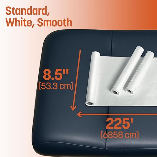 Miniatura 2 de Caring Papel de mesa para examen de reposacabezas, liso, 8.5 x 225 pulgadas, 12 rollos por caja, papel de mesa médico desechable para