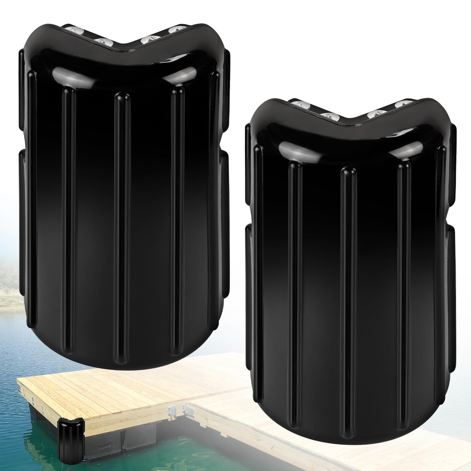 Dock Bumpers Dock Corner Bumper Fender Marine Boat Dock Bumpers for Edge Corner,Inflatable Dock Protection,Soft UV-Resistant Marine-Grade Vinyl,Stainless Steel Mounting Hardware Included,8"x16"