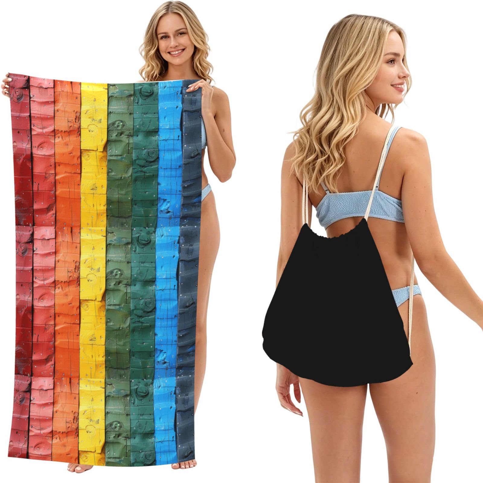 SKGOHLH Solidified pigment 2in1 Packable Beach Towel Bag Women