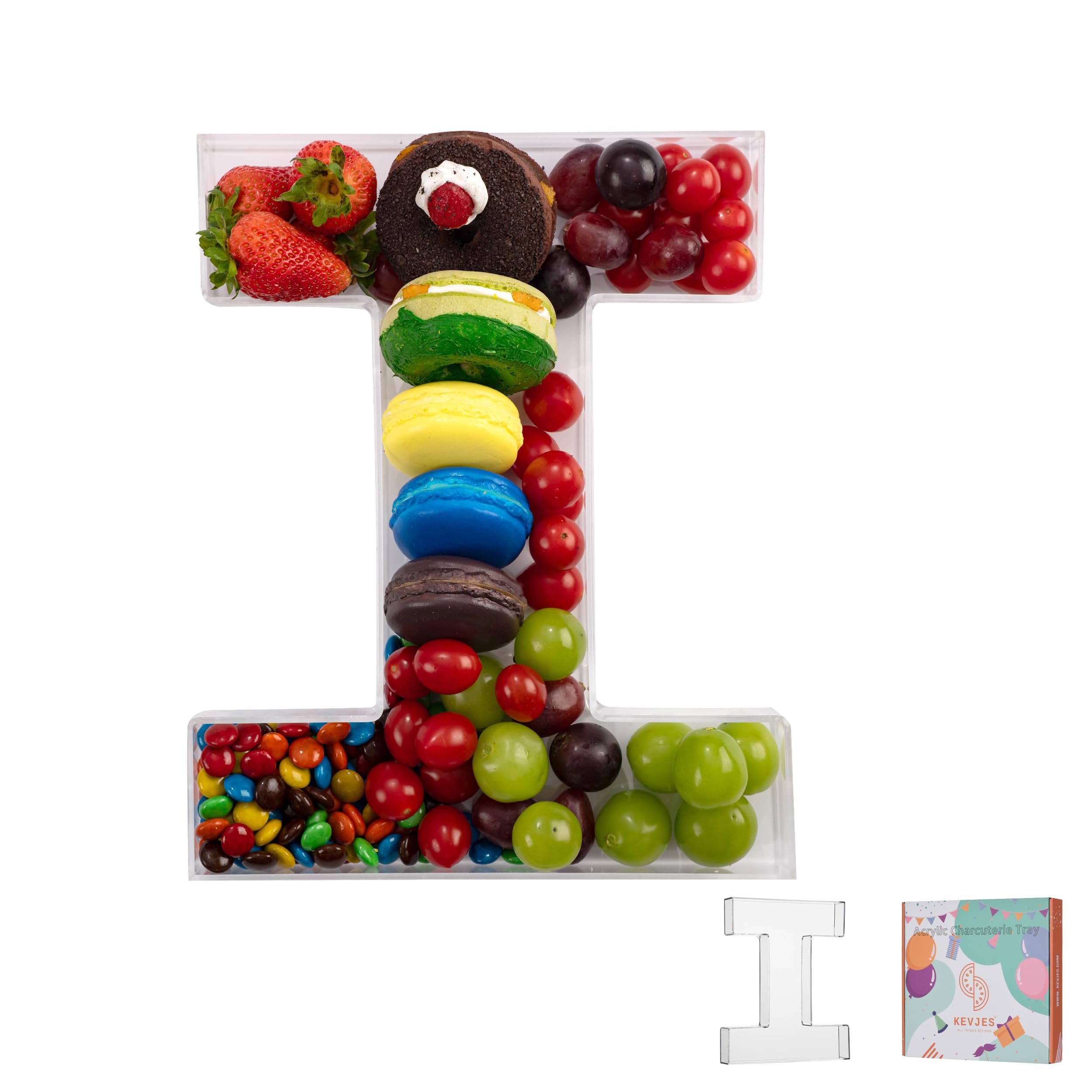 Photo 1 of 11" Clear Acrylic Letter & Number Charcuterie Tray-Reusable Fillable Alphabet Box for Displaying Candy,Cake,Snacks– Party Dessert Serving Plate for Birthday, Wedding Anniversaries, Baby Shower (I)