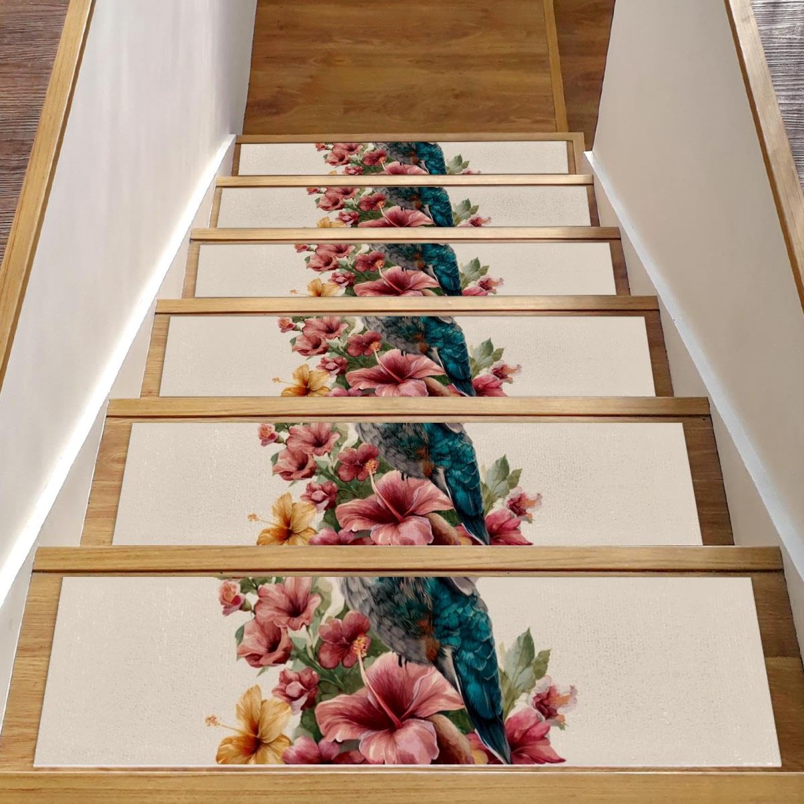 Tapis d'escalier antidérapant colibri pour marches en bois de maison familiale