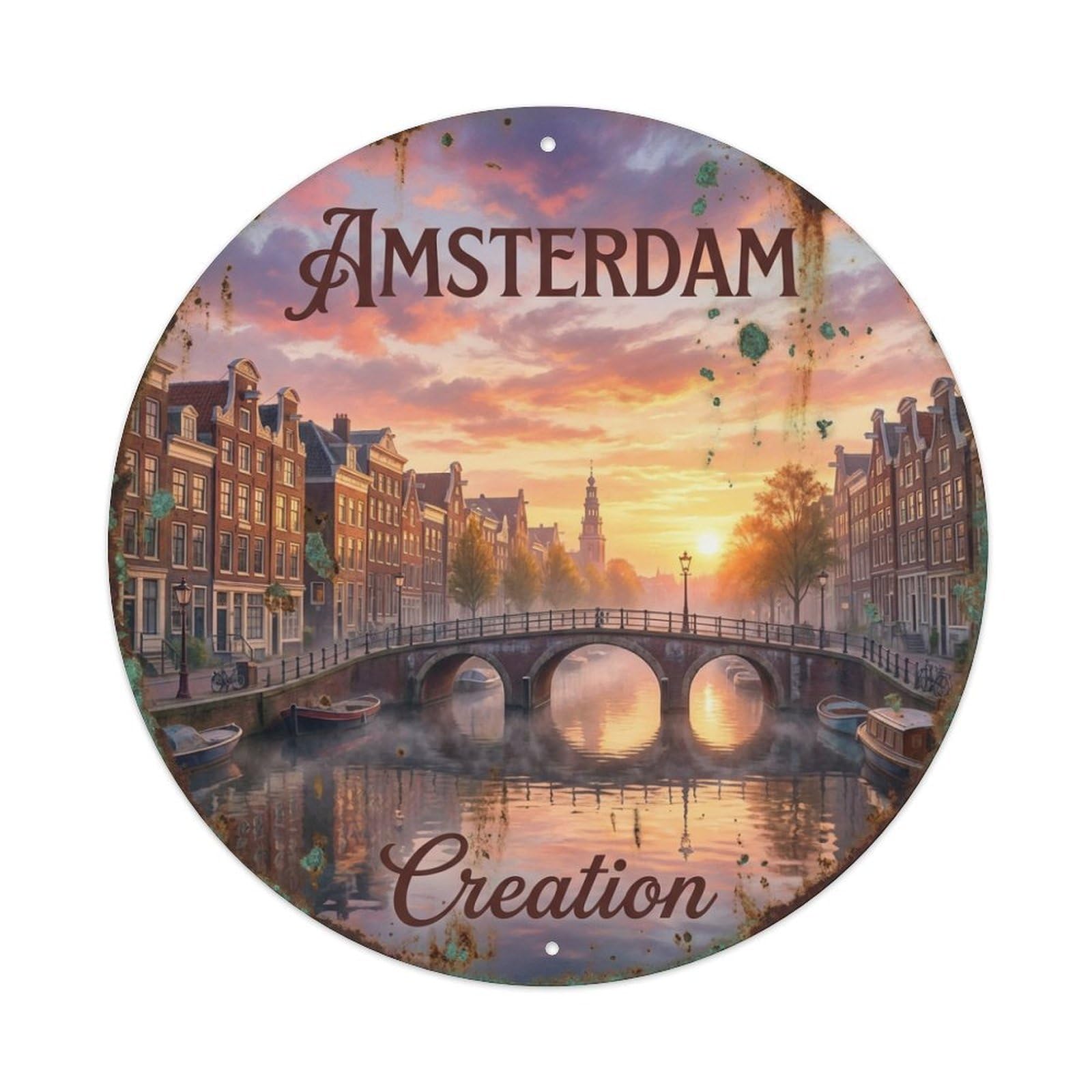 Fqnyr Style Metal Tin Sign Vintage Travel Amsterdam Netherlands Birth
