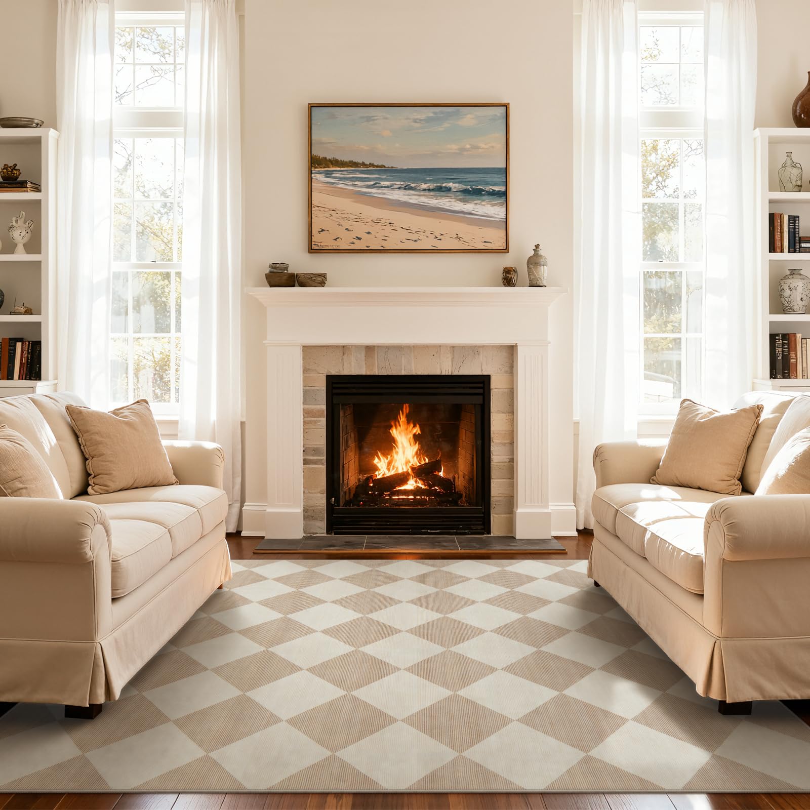 Beeiva Checkered Print Area Rug