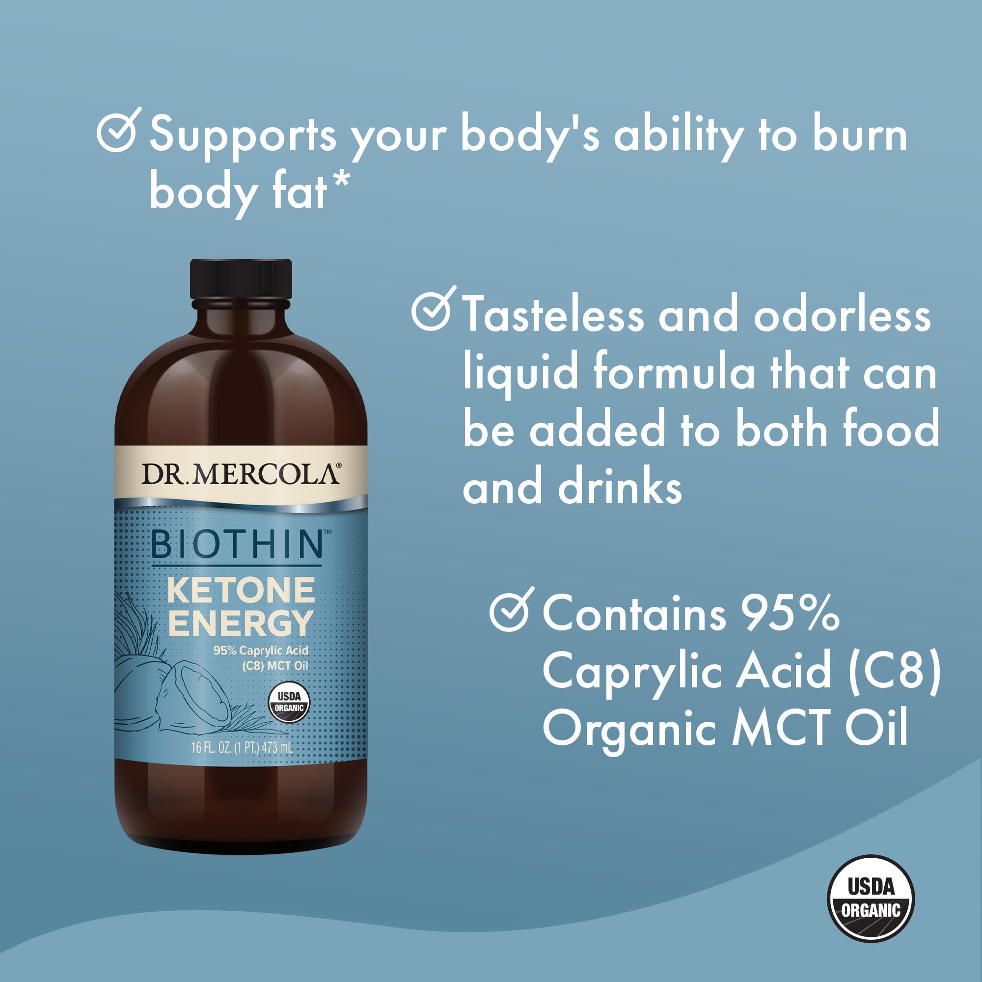 Dr. Mercola Biothin Ketone Energy MCT Oil, 16 fl oz (31 Servings) — Amazon image 4