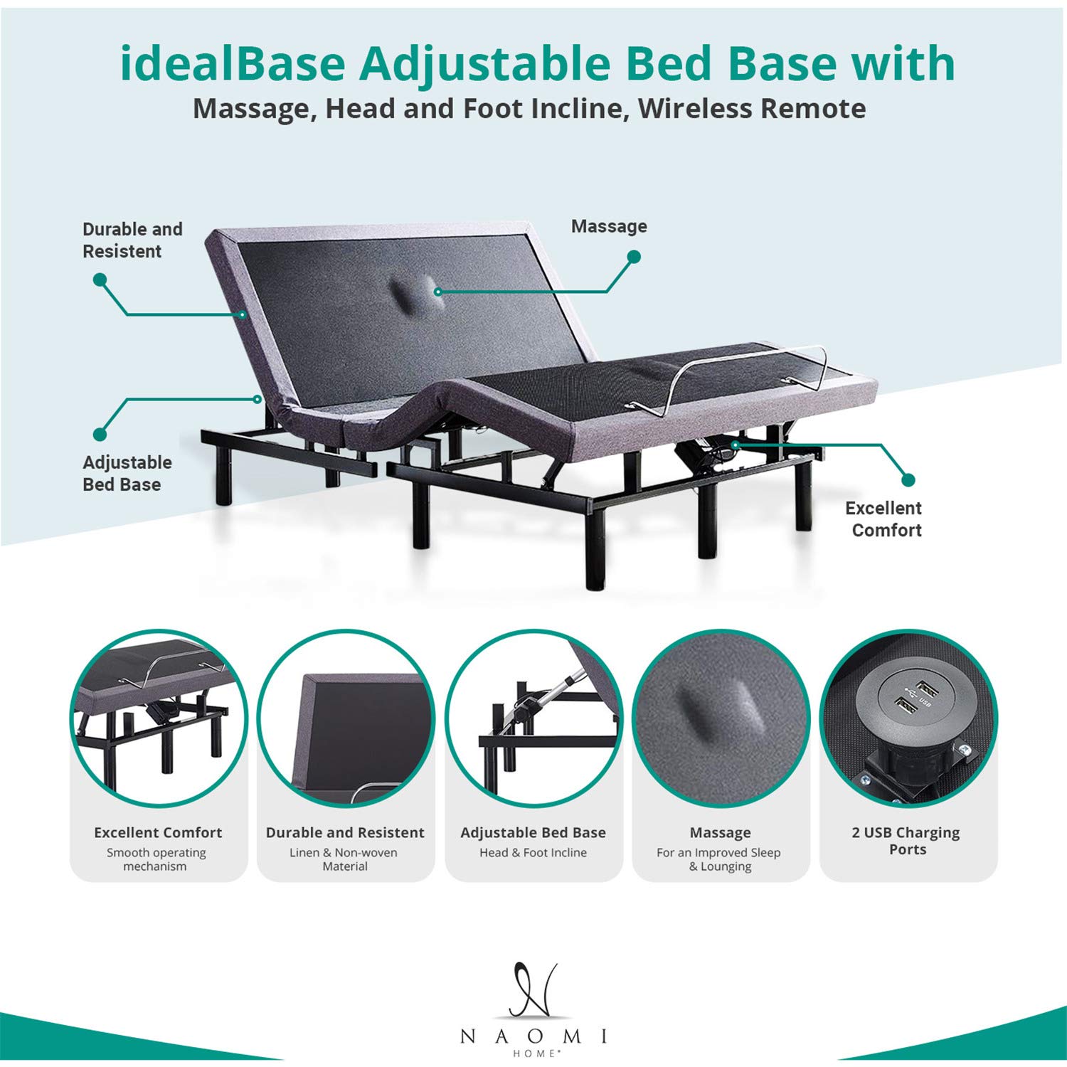 Buy IdealBase Adjustable Bed Frame Full, Massaging Zero Gravity