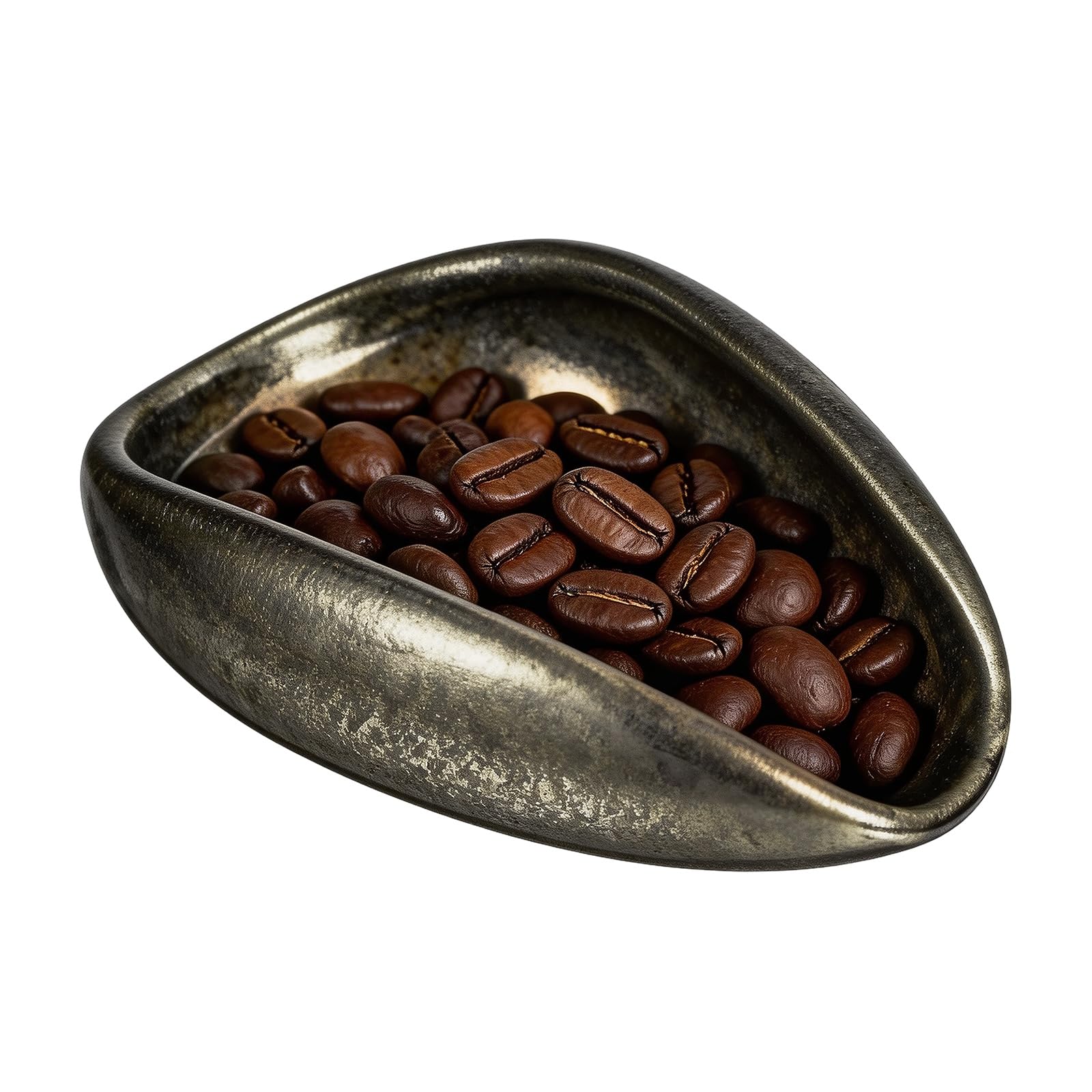 sourcing map Coffee Dosing Cup, Ceramic Coffee Beans Dosing Cup Dose Measuring Container, Espresso Accessories for Bar, Loose Leaf Tea Storage Tray, with Smooth Pouring Spout, Gold