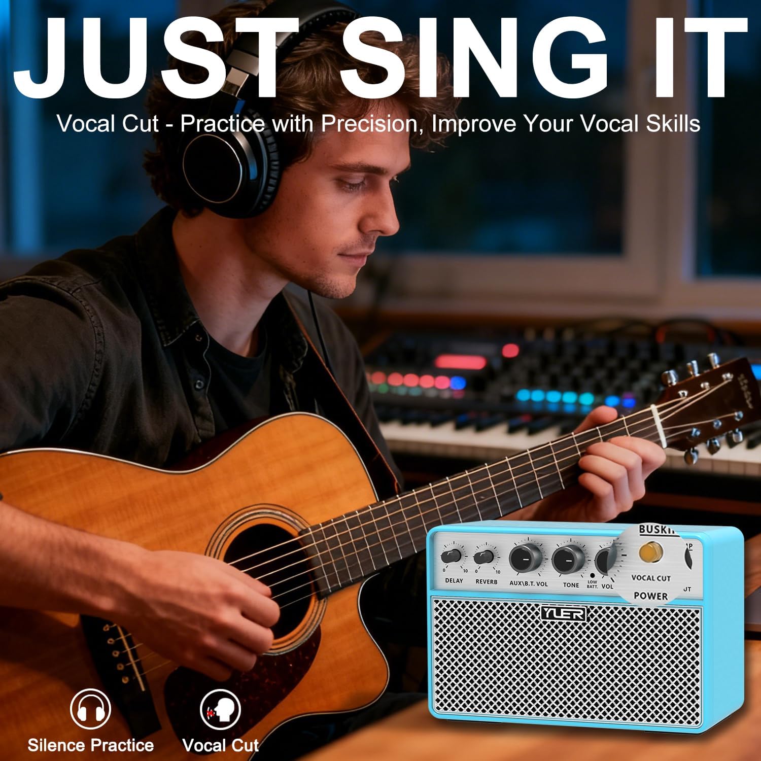 Yuer BA-10Pro Acoustic Guitar Amplifier 10W Vocal & Guitar Amp with Digital Delay/Reverb Effect Portable Guitar Amp Bluetooth Speaker Headphone Jack/OTG for Recording, Practice, Travel with Carry Bag - Image 4