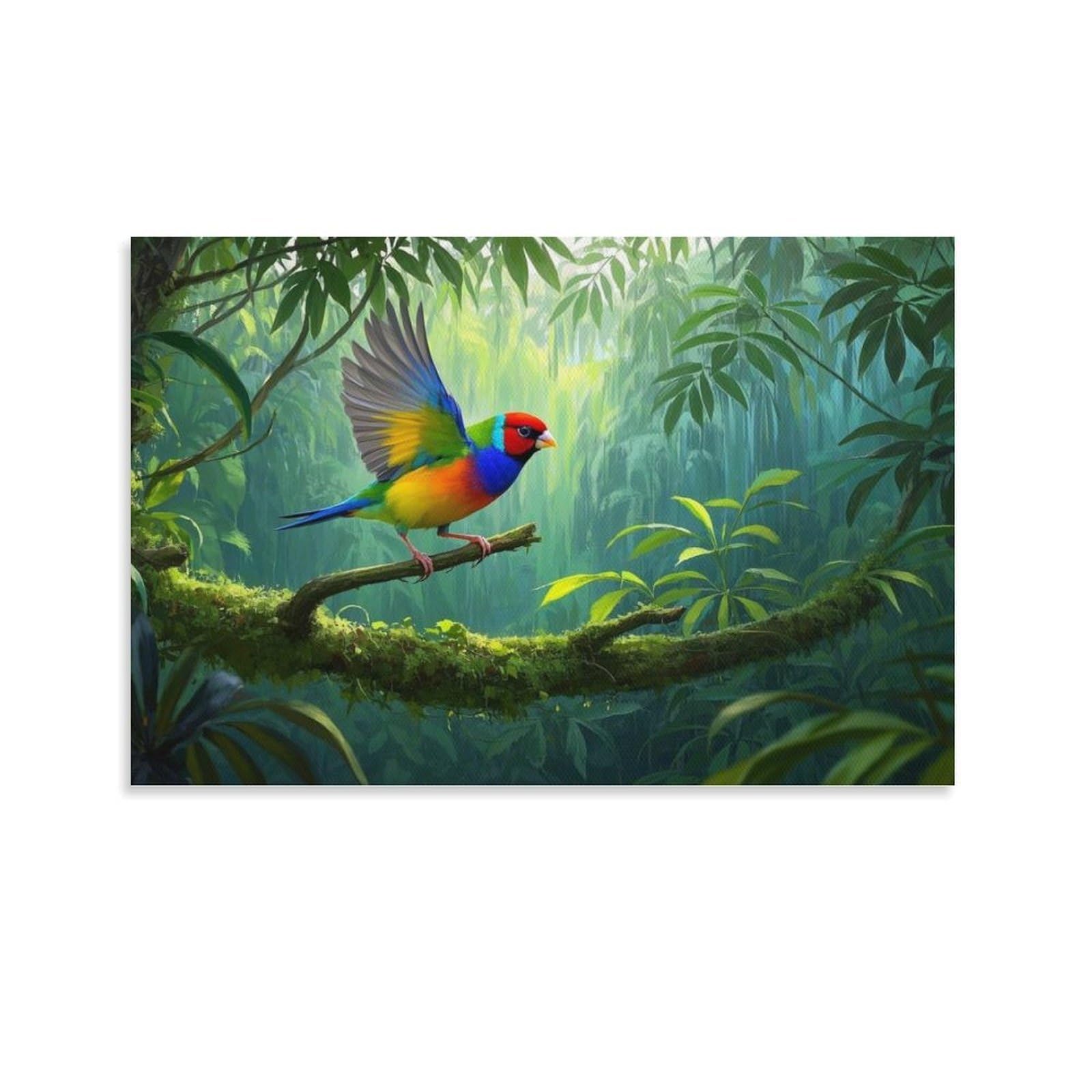 YYVKPMLXC Wall Art Gouldian Finch Canvas Print Tropical Rainforest Giclee Artwork Modern Stretched Painting Ready To Hang for Home Decor 12x18inch(30x45cm)