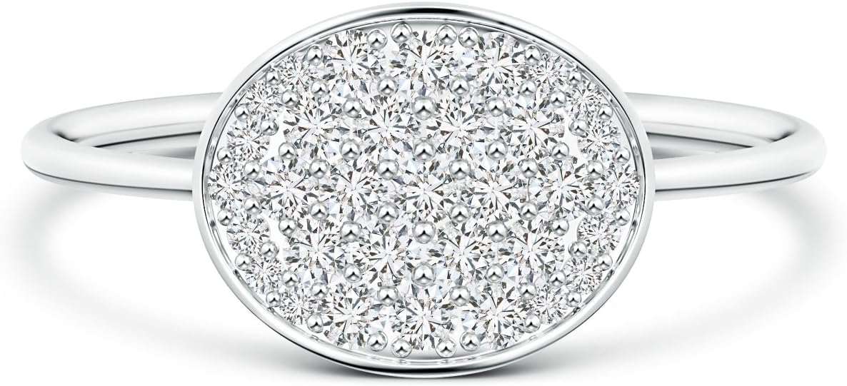 Lab Grown Diamond Oval Cluster Ring Pave-Set in 14k Solid Gold/Silver | April Birthstone Jewelry, Wedding, Valentine, Birthday, Anniversary, Christmas Gift For Women