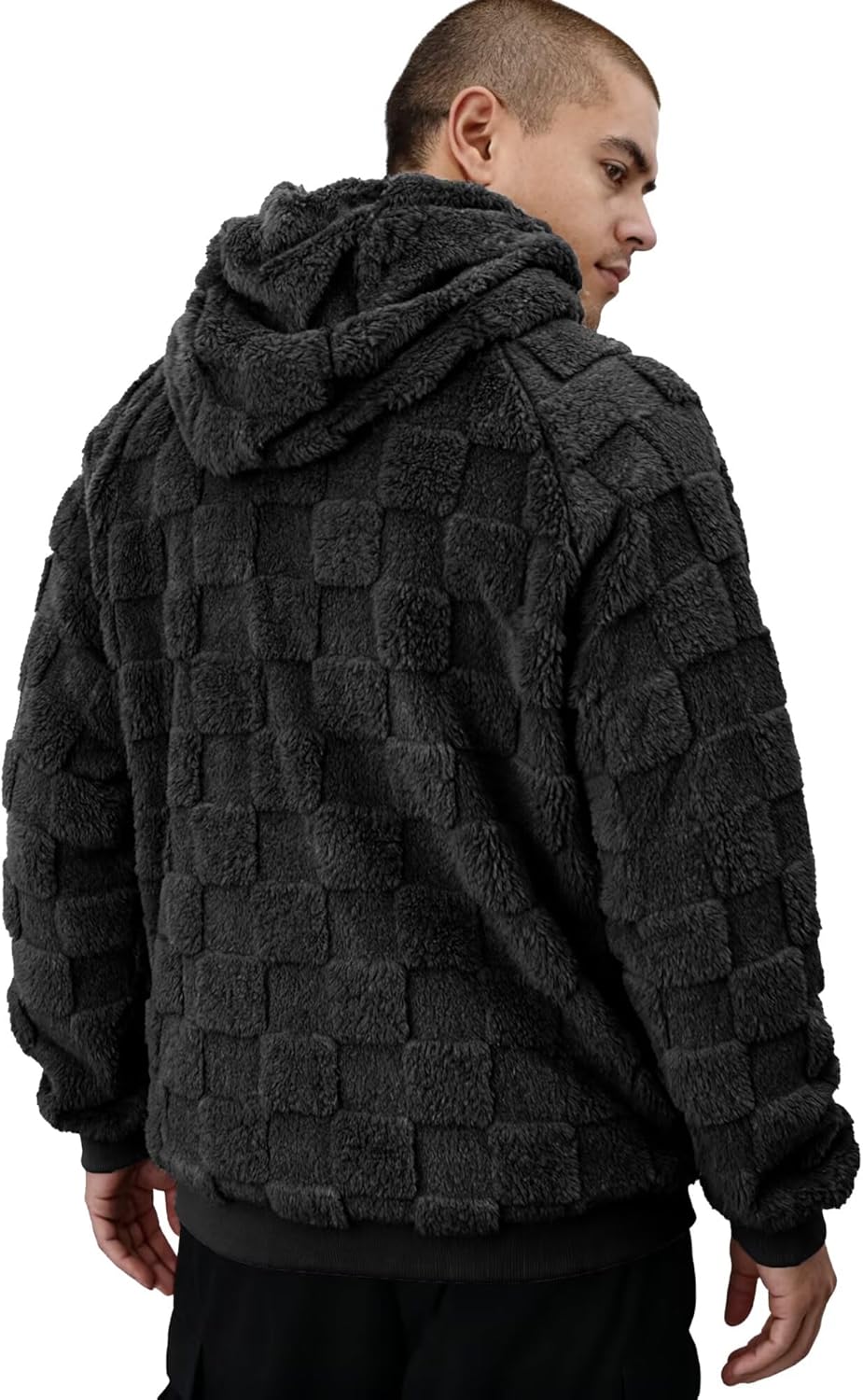 VahRuta Sherpa Hoodie Men Hooded Sweatshirt Winter Hoodies For Men Pullover Fleece Soft Long Front Pocket Hoodies - Image 3