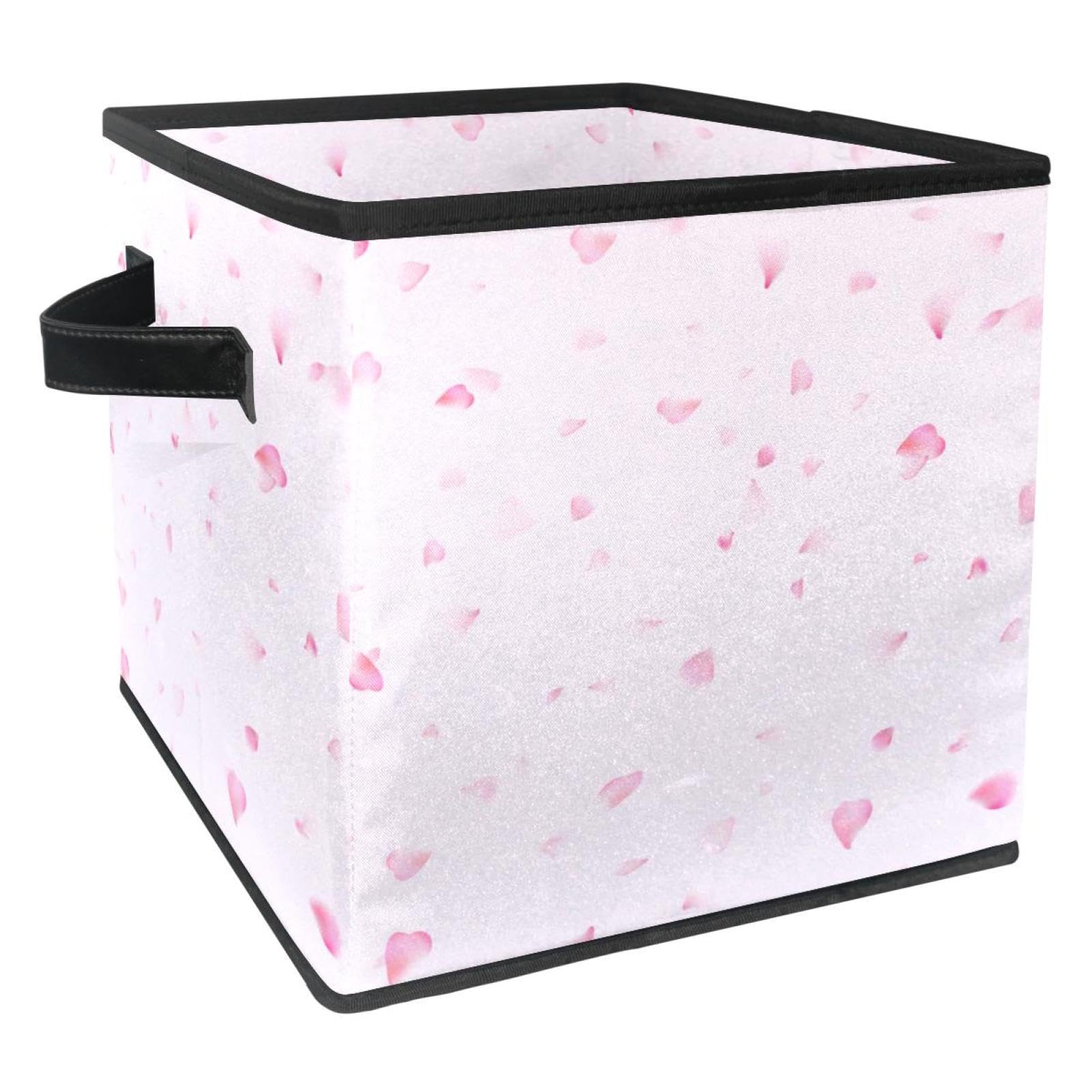 Boîte de rangement pliable cube en tissu rose pour jouets vêtements livres
