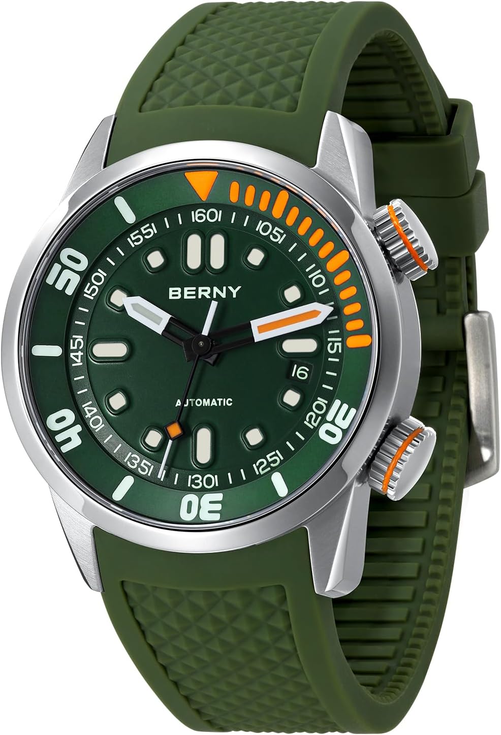 BERNY Men's Mechanical Watch Men's Watch Men's Automatic Diving Watch | 20ATM Waterproof, Sapphire Glass, Comfortable Silicone Band, Super Bright Illumination, Automatic & Manual Winding Function