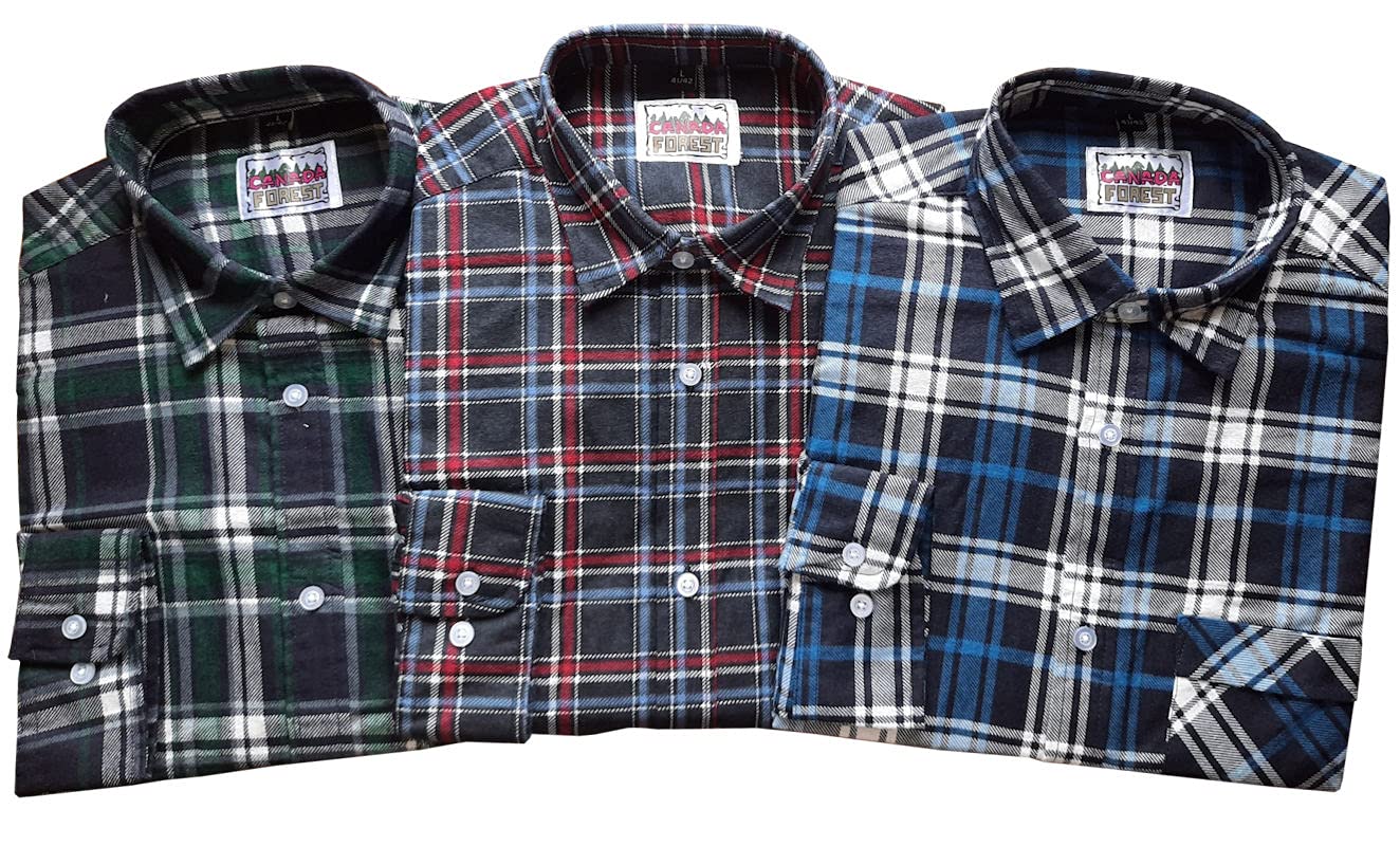 Herren 3 Holzfäller Arbeitshemden 70008-8, Gr. XL 43/44