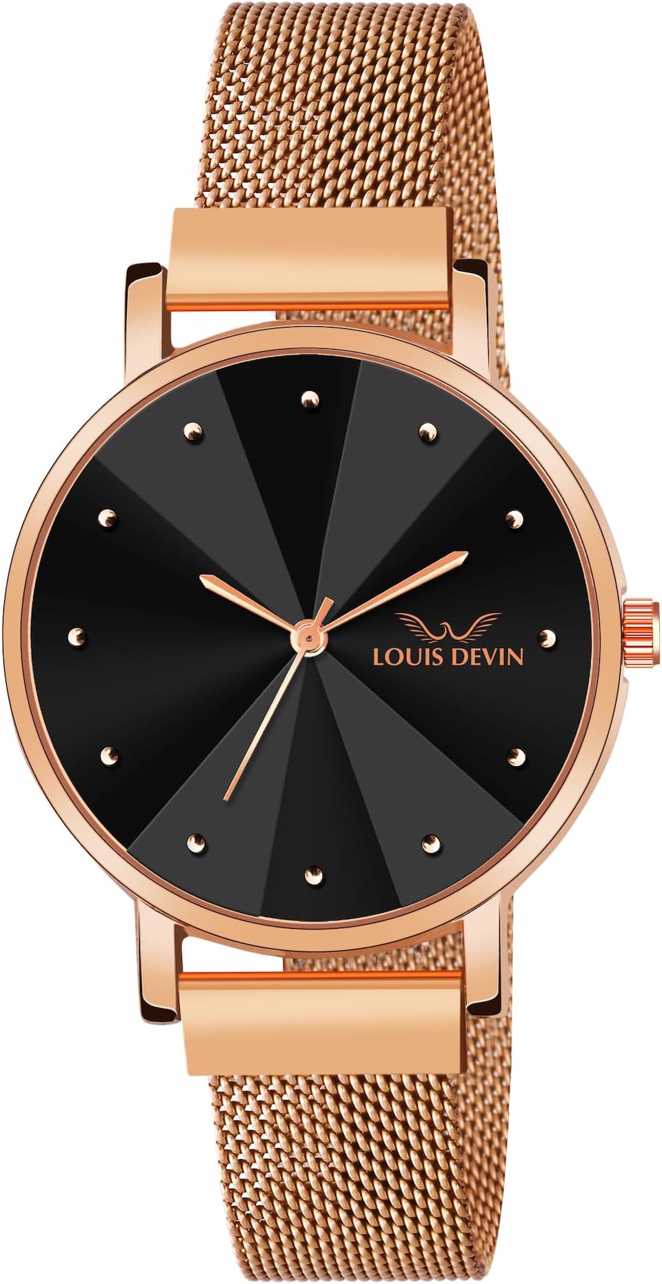 Rose Gold Plated Mesh Chain Analog Wrist Watch for Women (Blue/Green/Brown/Black Dial) | LD-RG173