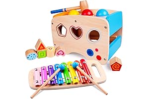Creative QT Wooden Xylophone & Shape Sorter Developmental Toy for Toddlers
