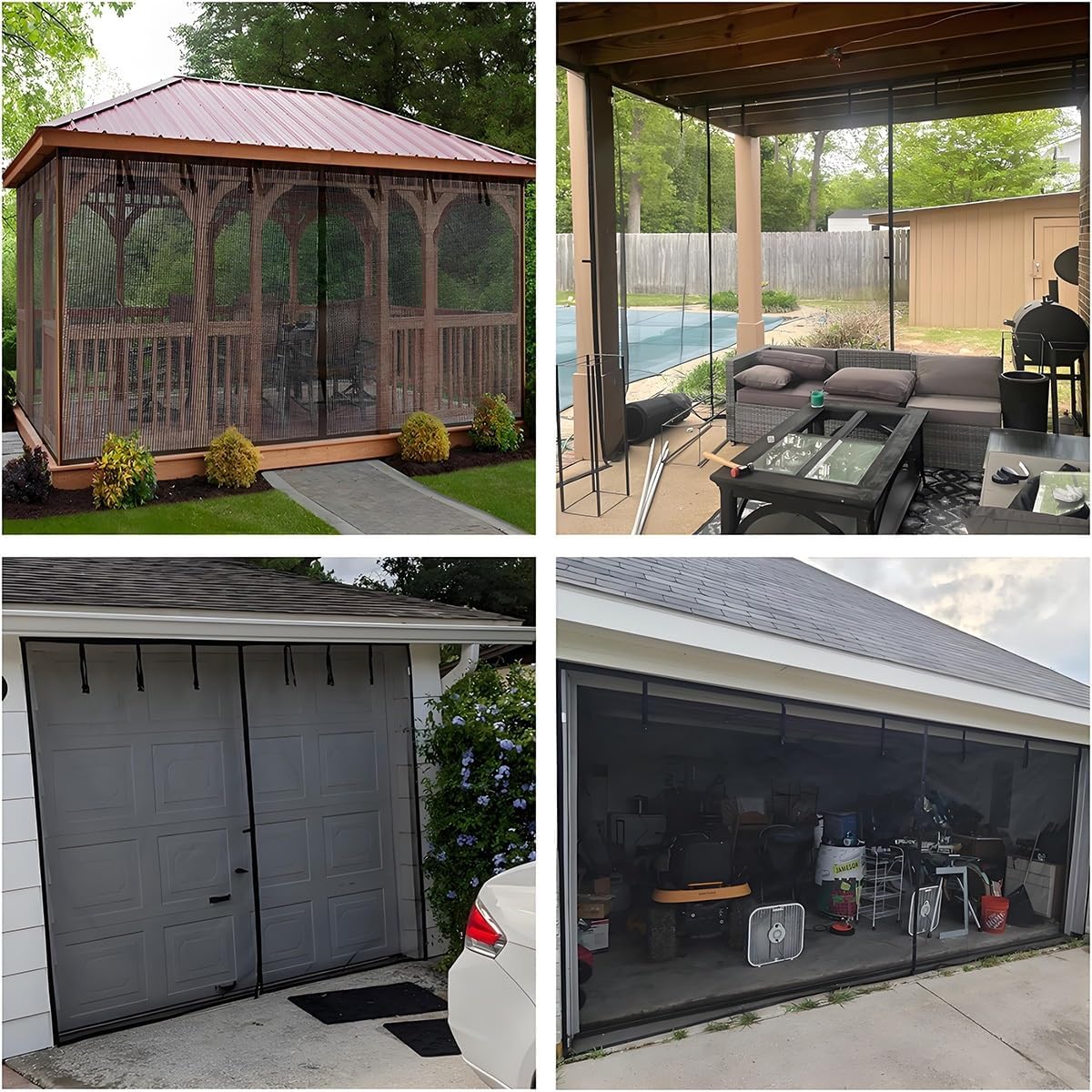 マグネット式ガレージドアスクリーン 488x214cm 244x214cm 366x244cm 457x305cm ダブルドアメッシ