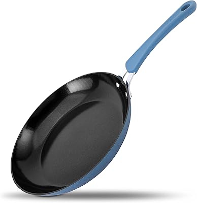 NutriChef 8'' Durable Small Fry Pan-Non-Stick High-Qualified Cookware, Induction PTFE/PFOA/PFOS-Free Heat Resistant Lacquer Kitchen Ware, Compatible with Model: NCCW11BD, One Size, Blue, Large, black