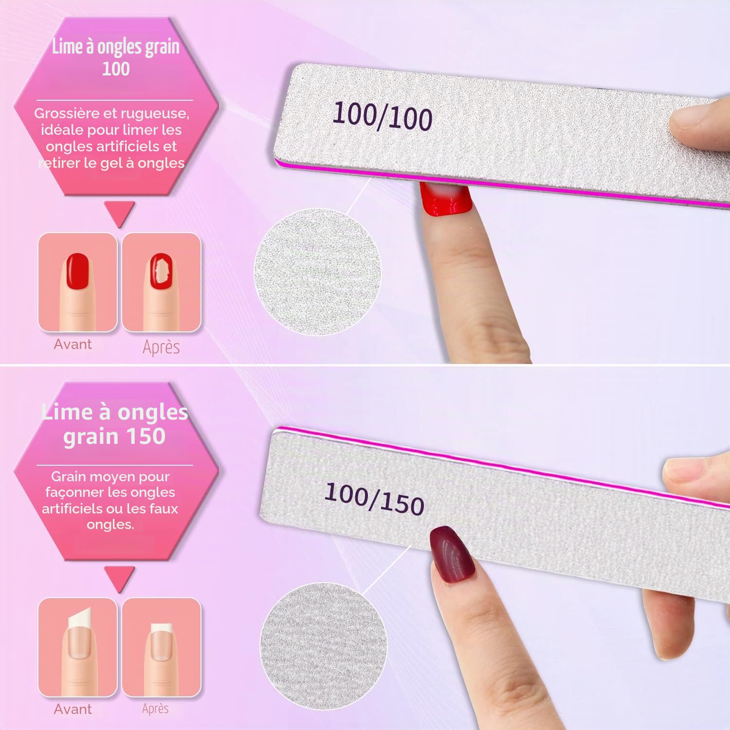 12 Pièces Limes A Ongles, Grains 80/80 Lime A Ongles Professionnelle, Lime à Ongles Double Face Pour Manicure And Pedicure, Lime Ongle Carrées Pour L'extension Des Ongles En Poly Au Salon De Coiffure