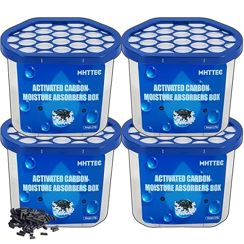 Moisture Absorbers Boxes with Activated Charcoal 4 Pack 245g Dehumidifiers