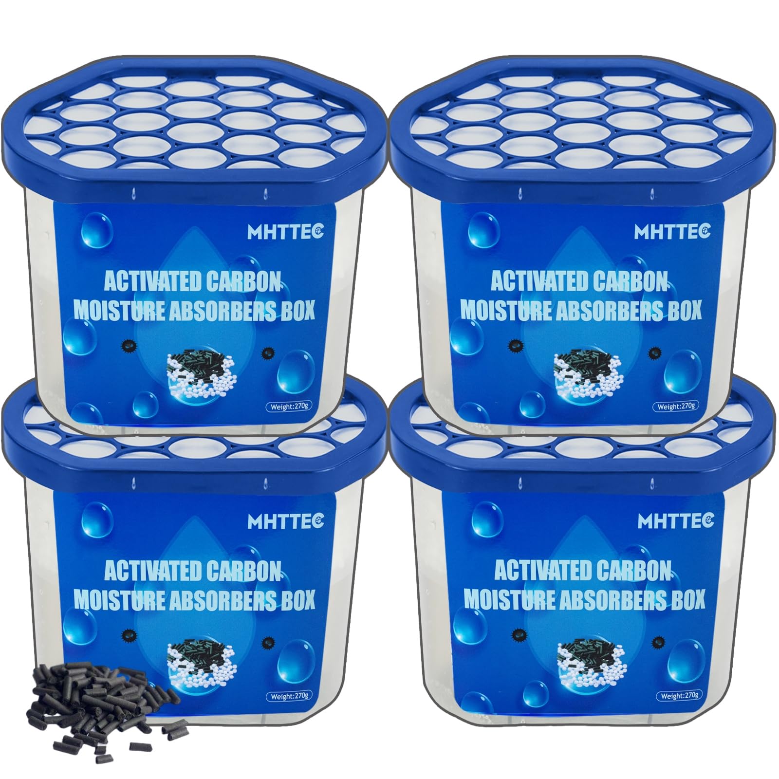 Moisture Absorbers Boxes with Activated Charcoal 4 Pack 245g Dehumidifiers for Closet Bathroom Basement Bedroom Disposable Desiccant for Car Moisture Absorbers for Home