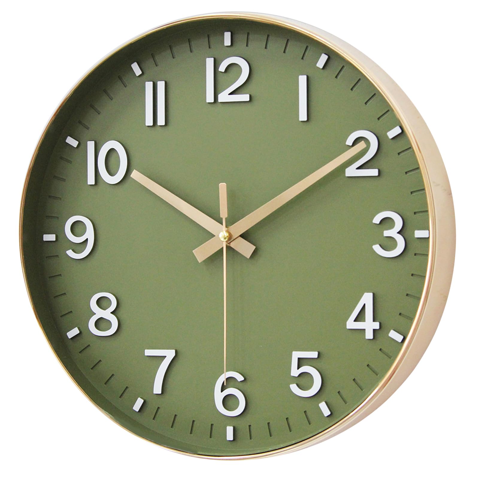 HZDHCLH Wall Clock 8 Inch Silent Non Ticking Quartz Modern Decorative Clock for Office Classroom Home Living Room Bedroom(Golden green) - Image 2