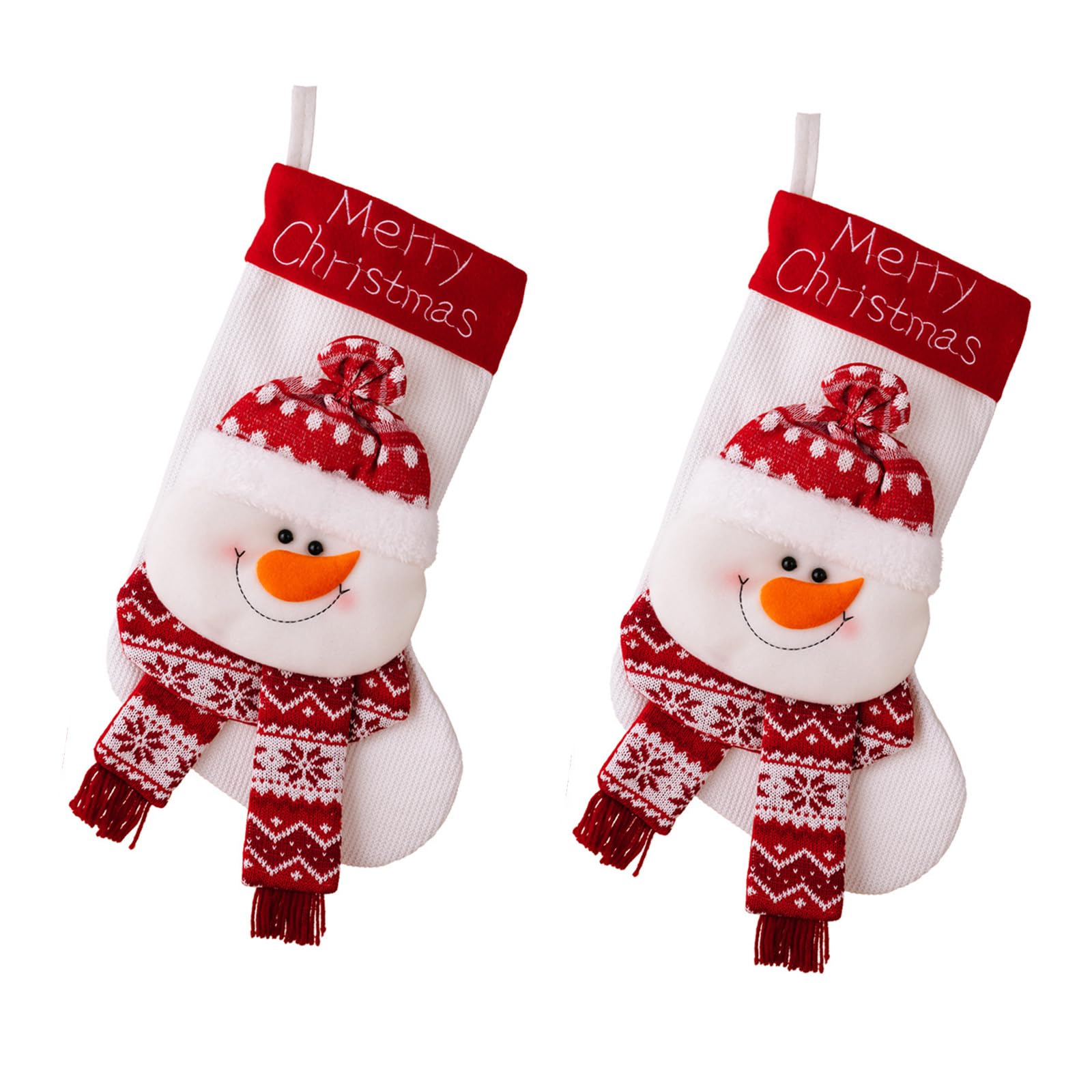 YROHGKPN Of 2 Christmas Theme Stocking Knitted Present Bag Santa/Snowman/Deer Christmas Socks Festives Mantels Accessory Fireplaces Hanging