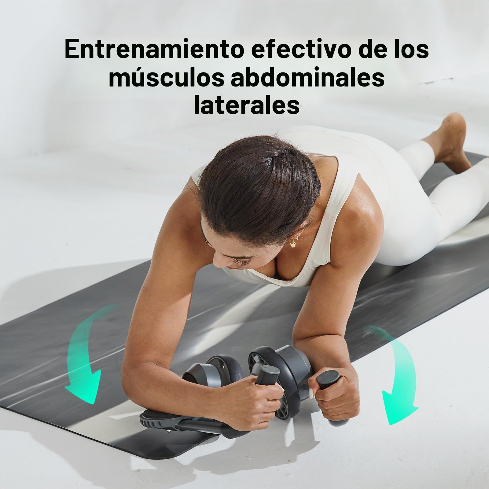 Rodillo abdominal flexible hacia los lados, abdominales Ab Wheel, innovador diseño curvado para entrenamiento muscular lateral y central, perfecto para abdominales, abdominales oblicuos y fuerza de