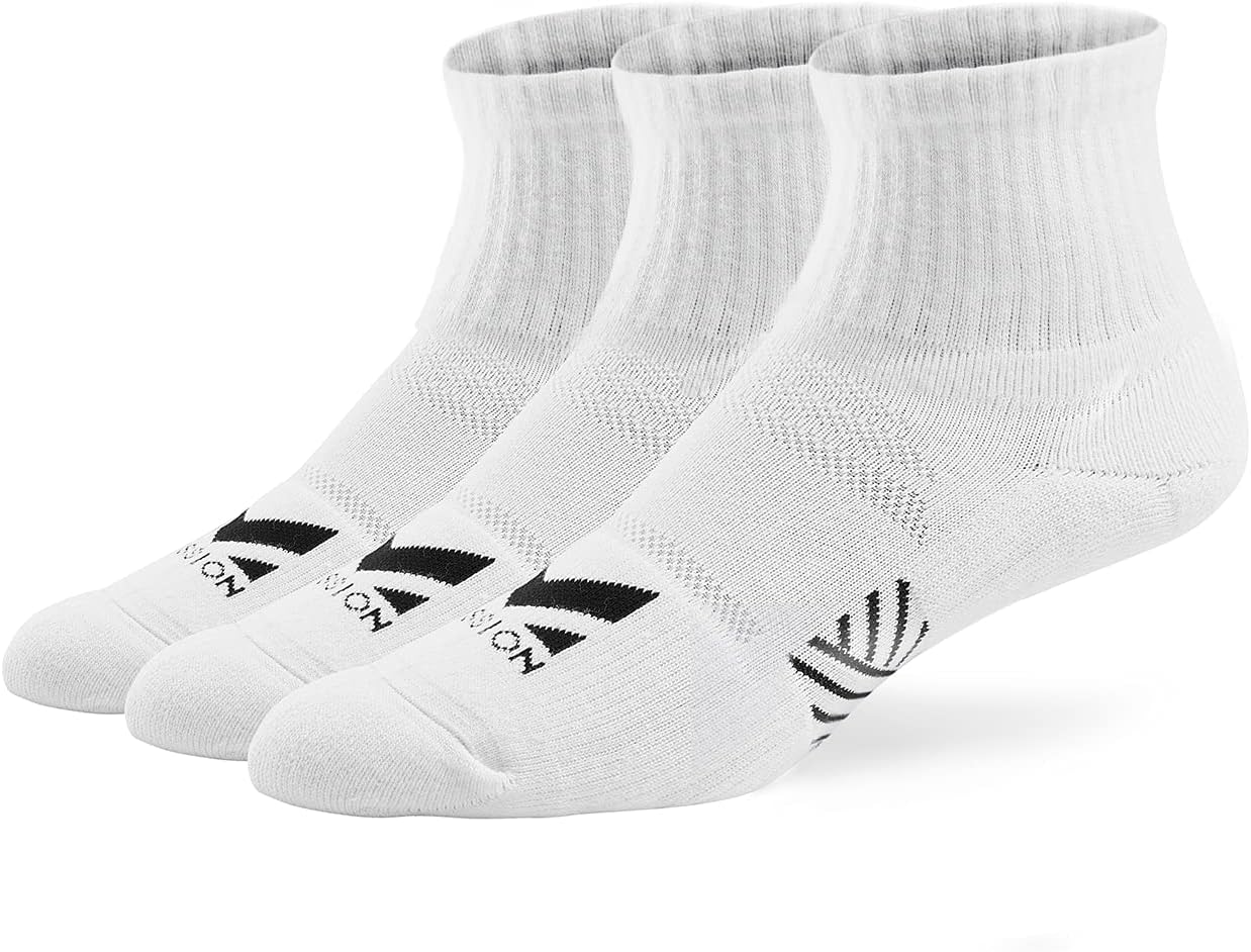 MISSION Dry Comfort Ankle Socks, Medium - 3 Pack, White