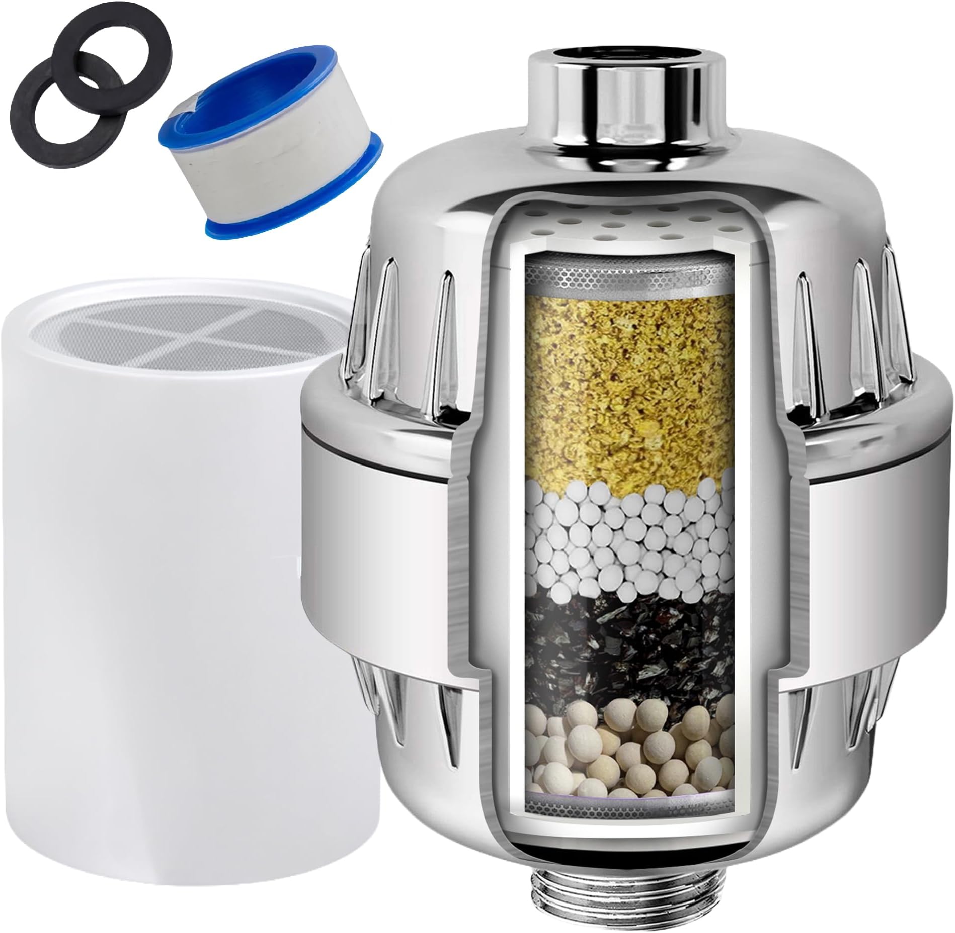 AquaHomeGroup Well Water Shower Filter, 5-Stage, KDF filtration