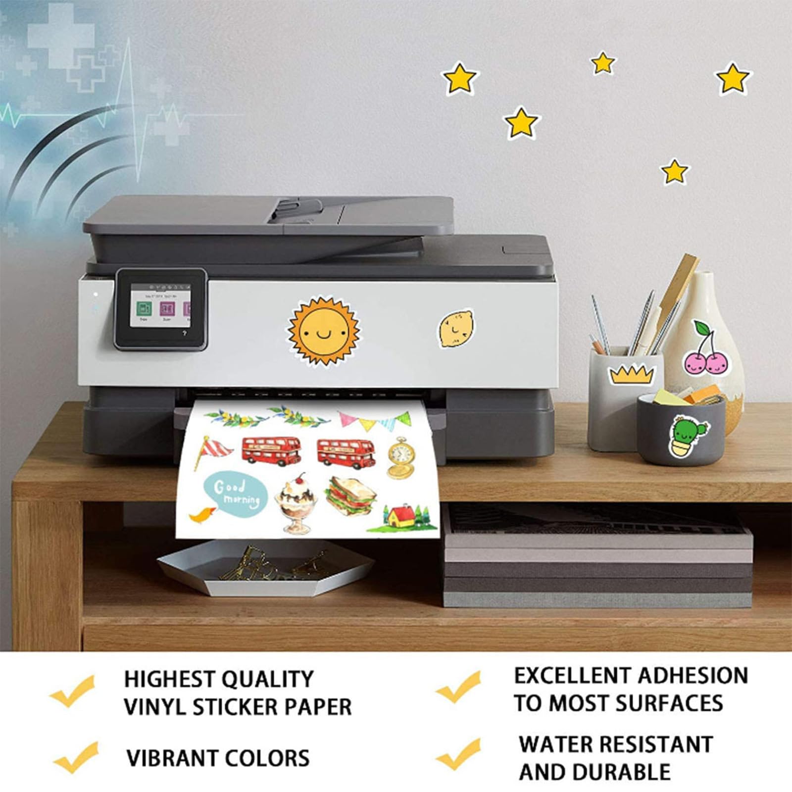 100 hojas de papel adhesivo imprimible, fácil de usar, impermeable, se seca rápidamente