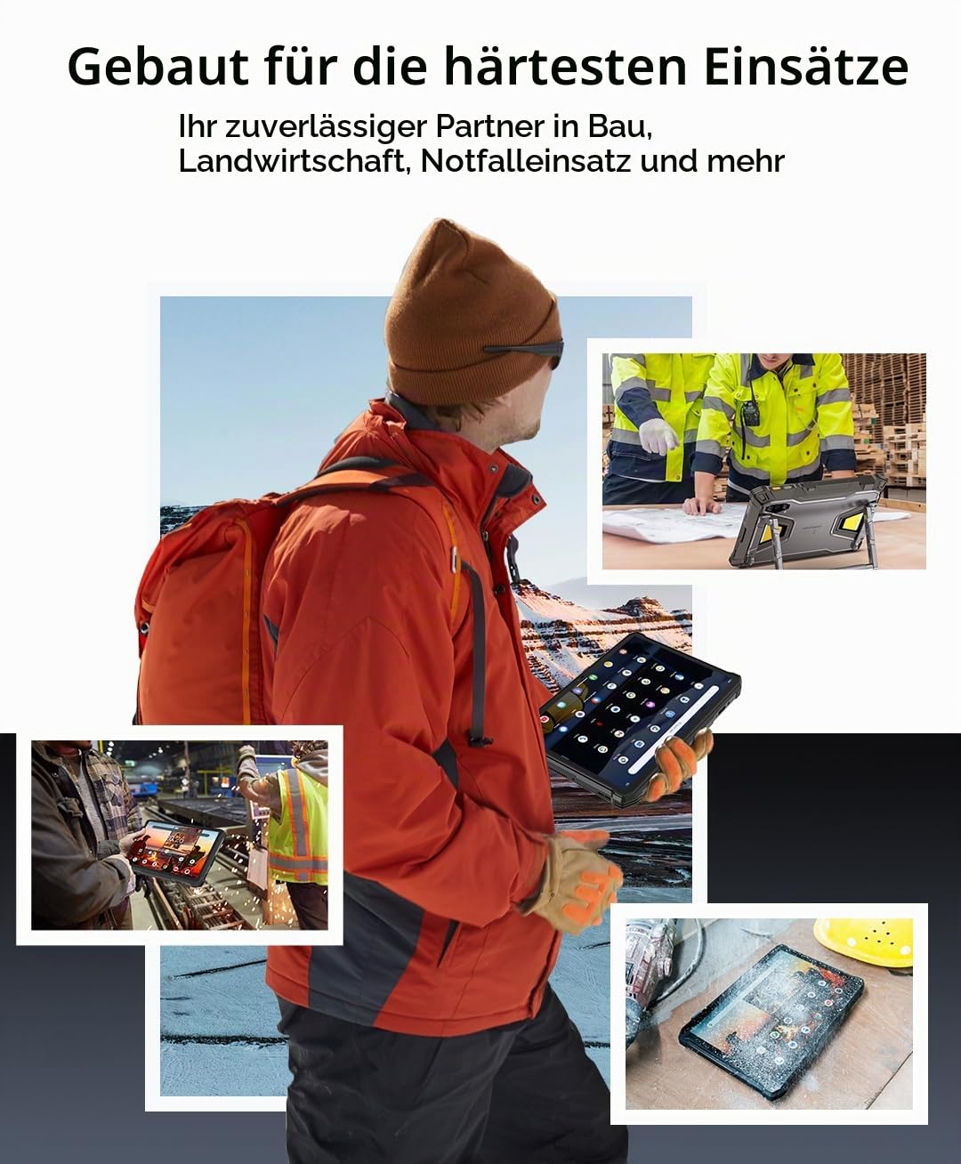 Ulefone Armor Pad 5 Pro 5G Outdoor Tablet 5G Mit 24200mAh Akku, Android 15, Dimensity 7400X, 32GB+512GB Robustes Tablet 11 Zoll FHD+ 1000 Lumen LED, 64MP Nachtsicht, IP68 Wasserdicht Stoßfest, NFC/GPS