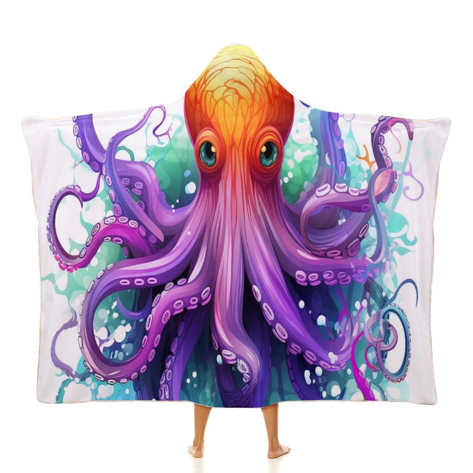 Couverture à capuche pieuvre pour cocooning et soirées canapé - 8