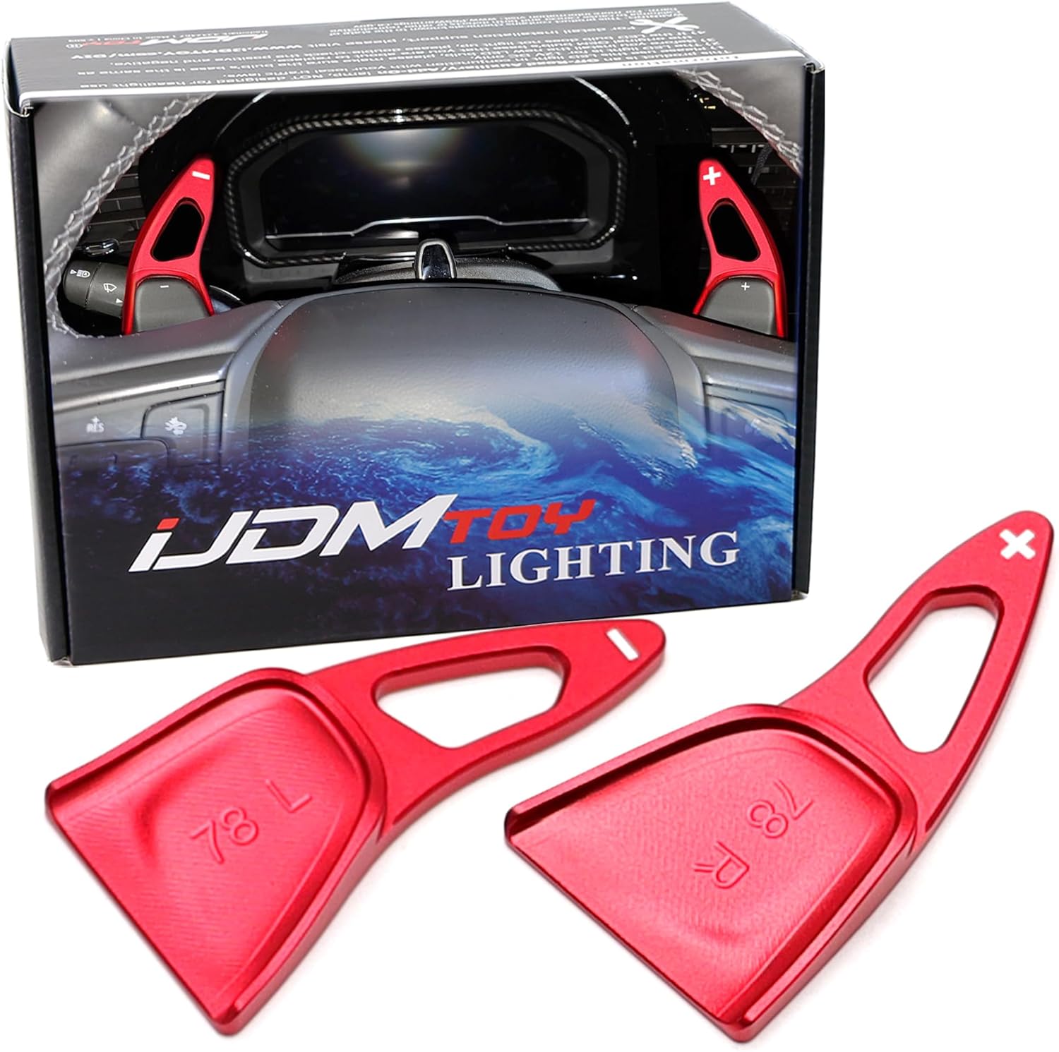 iJDMTOY Racing Sports Red Aluminum Larger Paddle Shifter Extension Compatible with 2022-25 Chevrolet Silverado GMC Sierra 1500, Buick Regal Enclave Envision, etc