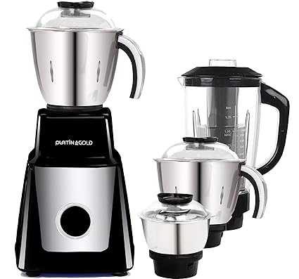 PLATINAGOLD Mixer Grinder 1000 watt with Mixer Grinder Silent Motor (1000W 4 JAR, BLACK)