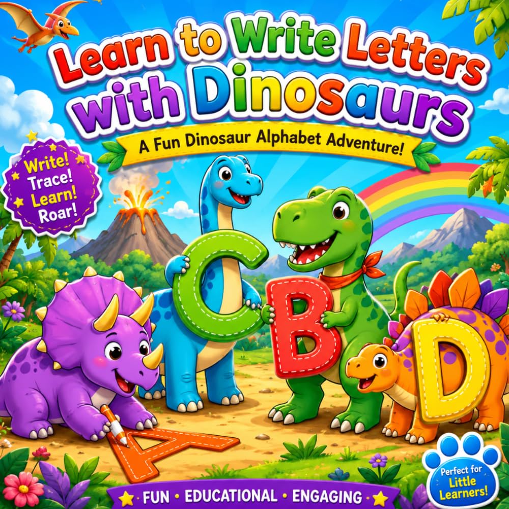 Learn to Write Letters with Dinosaurs: kids Alphabet learning book